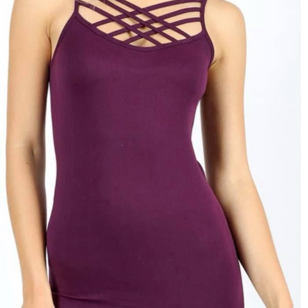 Zenana Criss Cross Cami - Plum